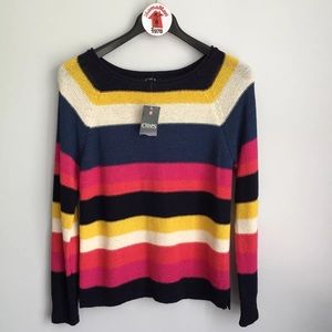 Chaps Multicolor Striped Crew Neck Sweater